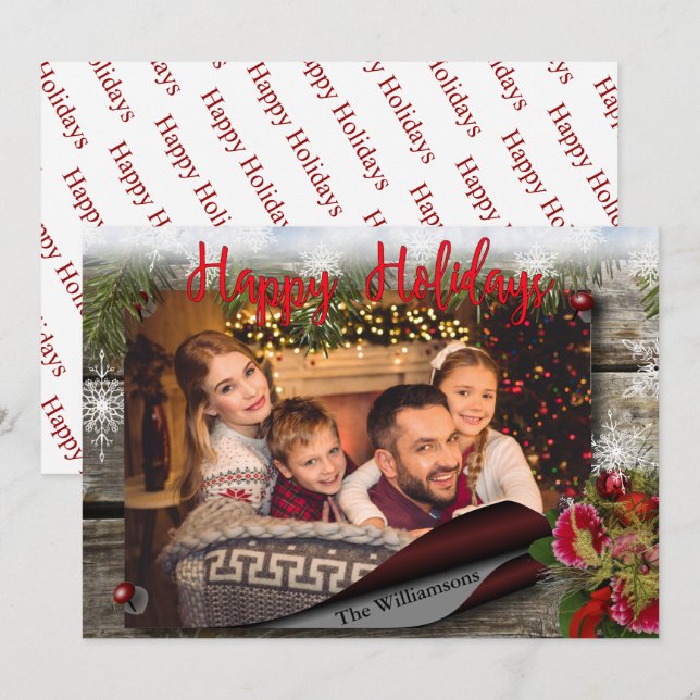 Country Bulletin Board Happy Holidays Carte photo (Devant / Derrière)