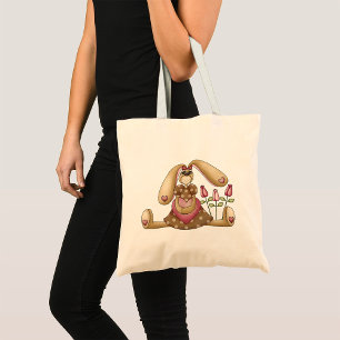 Country Bunny And Flowers Tote Bag