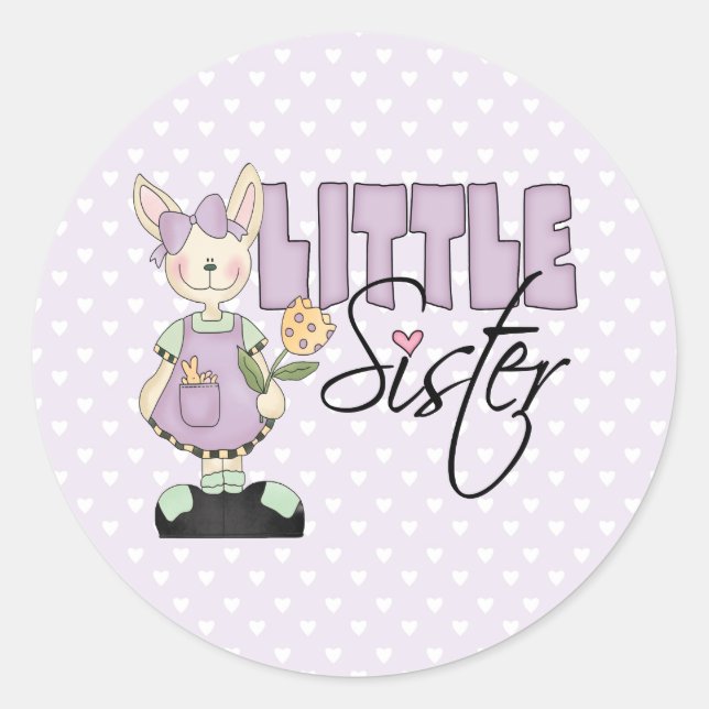 Country Bunny Little Sister (violet) Classic Round Sticker (Front)