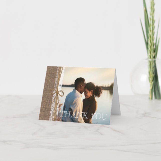 Country Burlap and Twine Photo Thank You (Front)