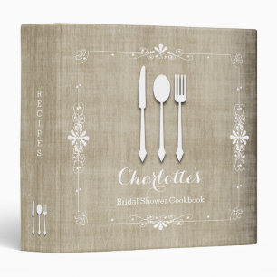 Country Burlap Bridal Shower Cookbook Binder