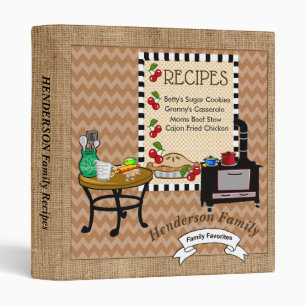 Country Burlap Personalized Reciper Binder