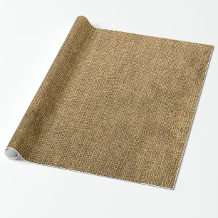 Country Burlap Rustic Fabric Print Wrapping Paper
