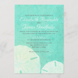 Country Burlap Sand Dollar Wedding Invitations