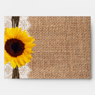 Country Burlap Sunflower Lace Twine Print Envelope