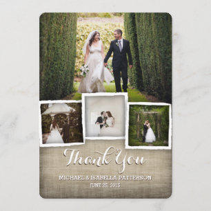 Country Burlap Wedding Photo Thank You Card