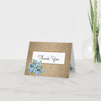 Country Burlap With Flowers Folded Thank You Card