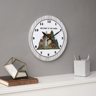 Country Cabin fun wall clock
