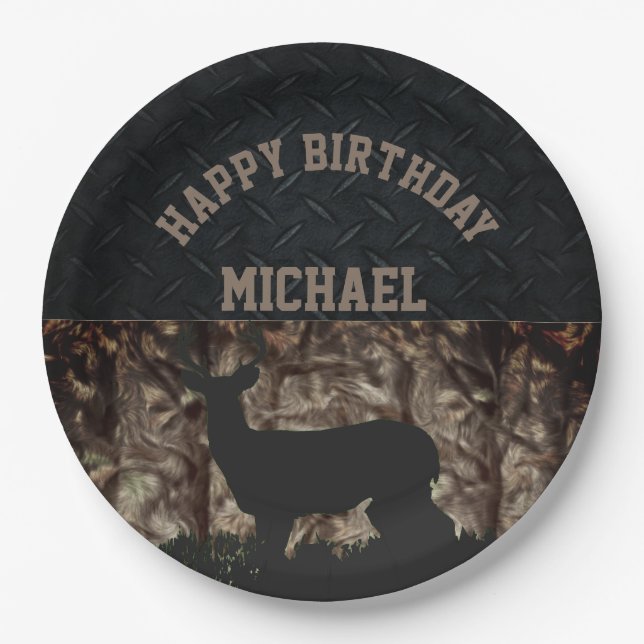 Country Camo Hunting Custom Birthday Plates (Front)