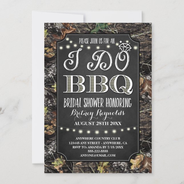 Country Camo I Do BBQ Invitations de douche nuptia (Devant)