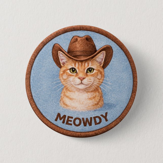 Country Cat 2 Inch Round Button (Front)