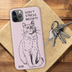 Country Cat Don't Stress MEOWT Pink Polka Dot iPhone 11 Pro Max Case