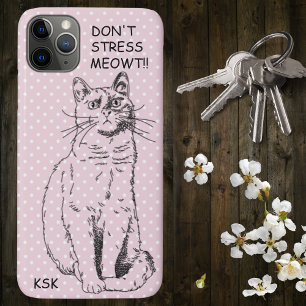 Country Cat Don't Stress MEOWT Pink Polka Dot iPhone 11 Pro Max Case