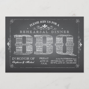 Country Chalkboard BBQ Rehearsal Dinner Invitation