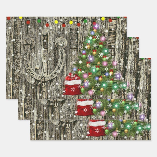Country Charm Christmas Wrapping Paper Sheet (Set)