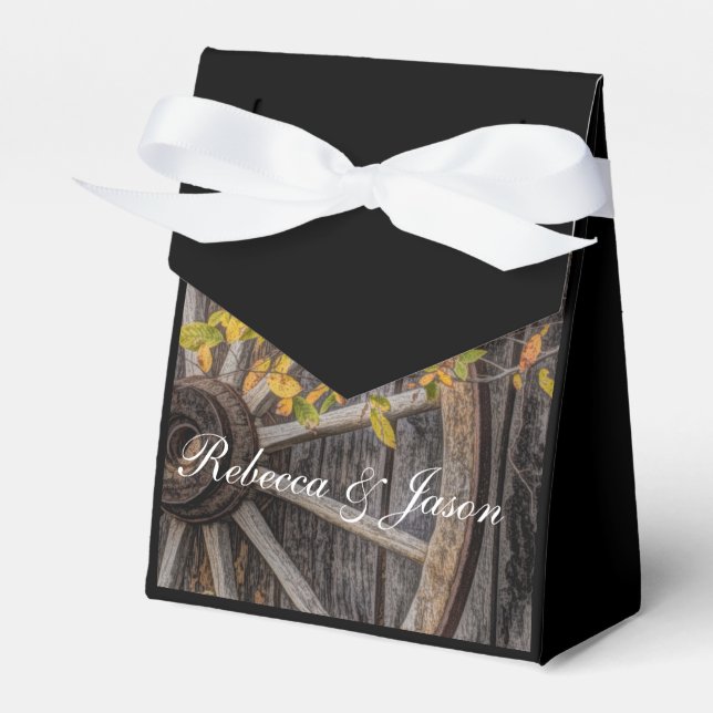 Country Charm - Rustic Western Wagon Wheel Favor Box (Front Side)