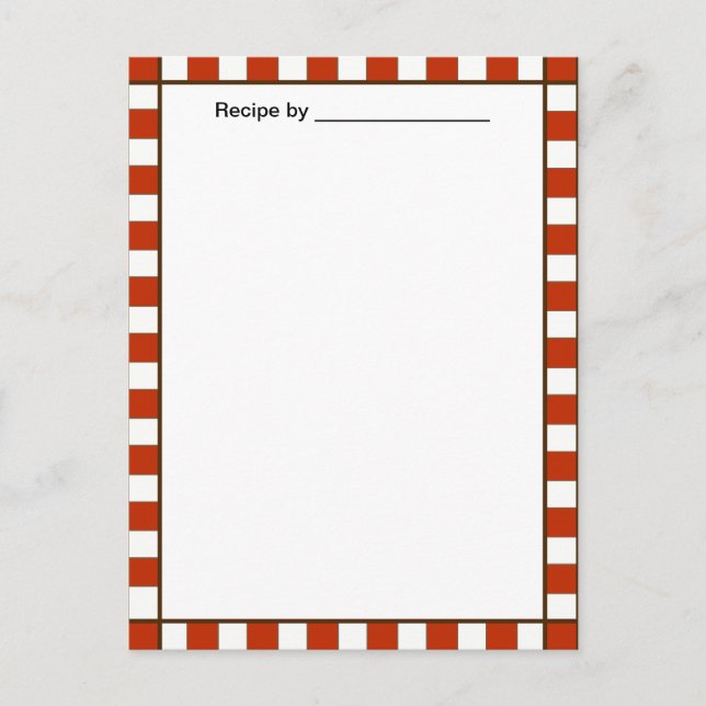 Country Chequered Recipe Blank #2 Card (Front)