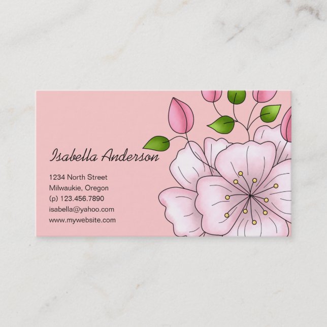 Country Cherries · Cherry Blossom Cluster Business Card (Front)
