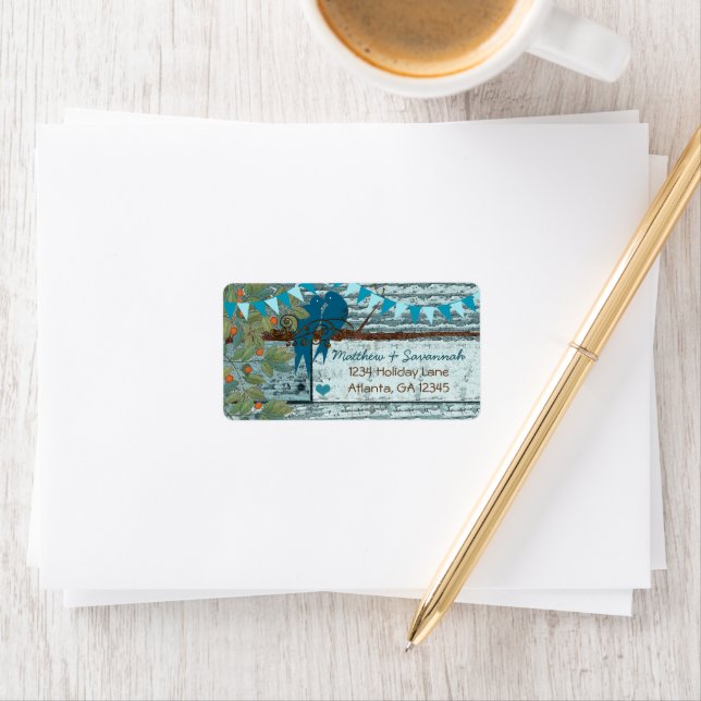 Country Chic Aqua Bunting Vintage Love Birds Label (Insitu)