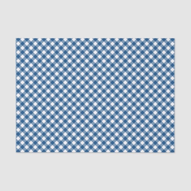 Country Chic Blue Gingham Pattern Tissue Paper (Front)