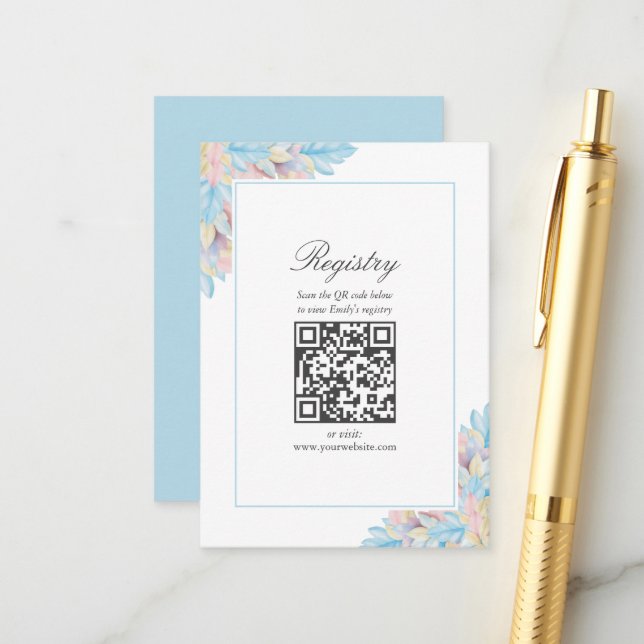 Country Chic Botanical Bridal Shower Registry Enclosure Card (Front/Back In Situ)