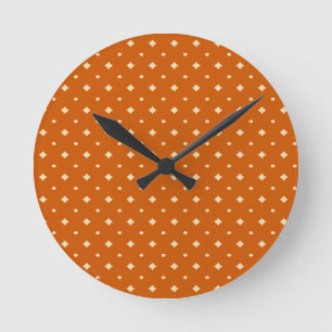 Country chic, burnt orange, neutral, pattern round clock