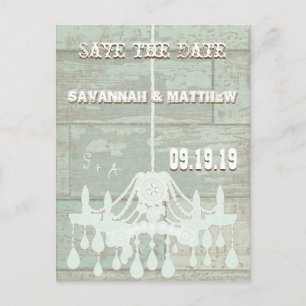 Country Chic Chocolate Mint Rustic Save the Date Announcement Postcard