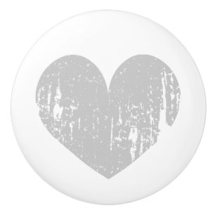 Country chic grey heart door and drawer pull knobs