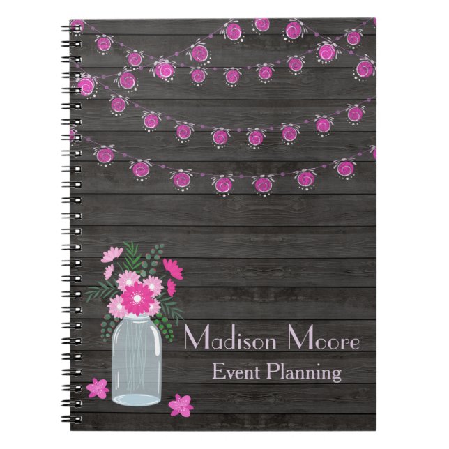 Country Chic Light Strings Event Planner Notebook (Front)