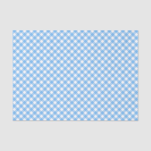 Country Chic Pastel Baby Blue Gingham Tissue Paper (Front)