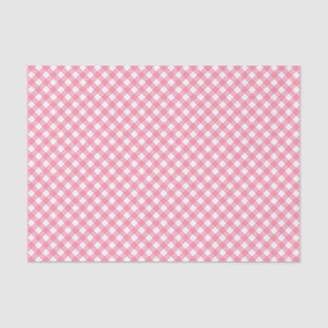 Country Chic Pastel Baby Pink Gingham Tissue Paper (Front)