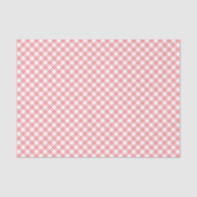 Country Chic Pastel Blush Coral Gingham Tissue Paper (Front)