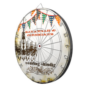Country Chic Rustic Chandelier Wedding Dart Board