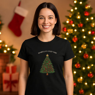 country chic rustic christmas tree black T-Shirt