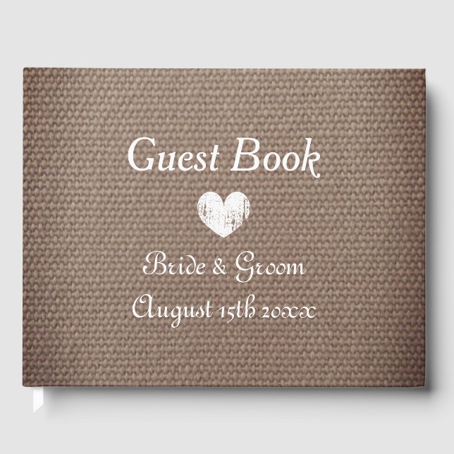 Country chic thème burlap imprimer mariage livre d (Recto)