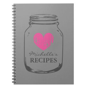 Country chic vintage mason jar recipe notebook