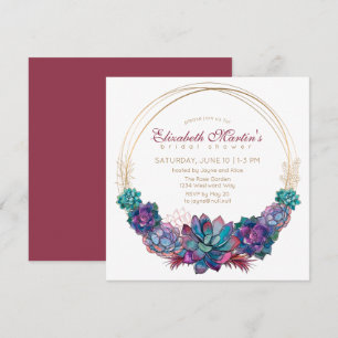 Country Chic Watercolor Succulent Bridal Shower Invitation