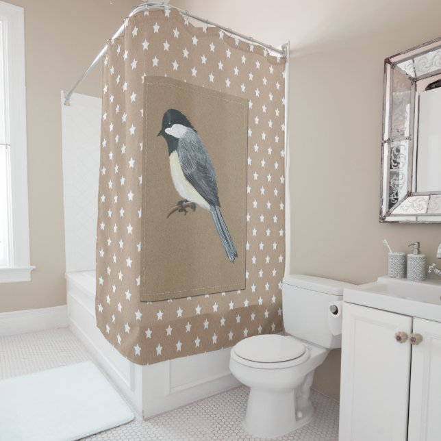 Country Chickadee Shower Curtain (In Situ)