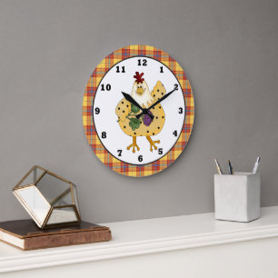 Country Chicken apron wall clock