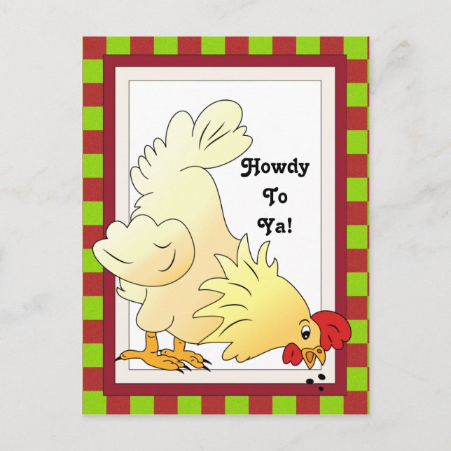 Country Chicken Howdy cartoon postcard (Front)