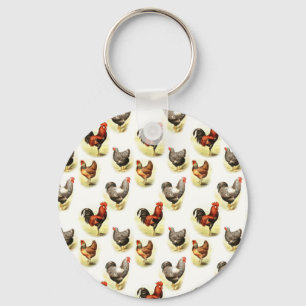 Country Chicken Pattern Keychain