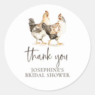 Country Chicken Thank You Wedding Favour Sticker
