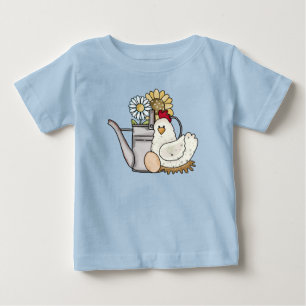 Country Chicken Watering Can Sunflower Daisy Kid's Baby T-Shirt