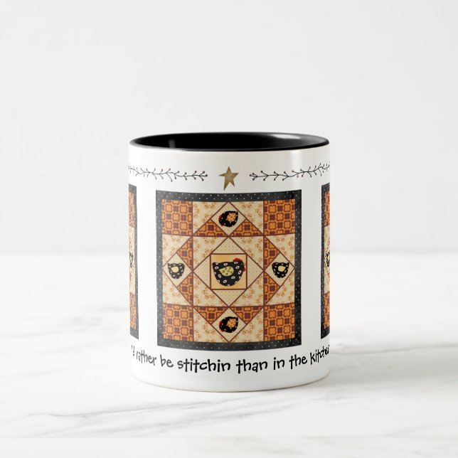 Country Chicks Patchwork Quilter's Mug (Center)