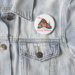 Country Christmas 2 Inch Round Button
