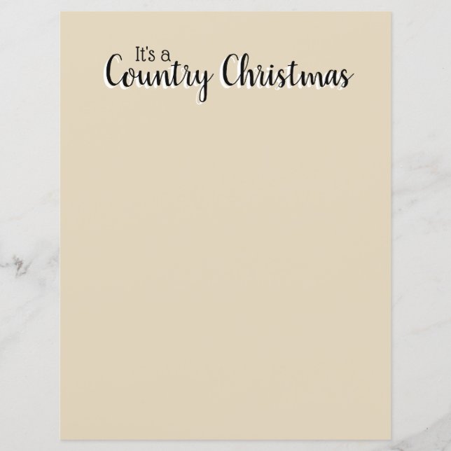 Country Christmas Beige Rustic Pretty Letterhead (Front)