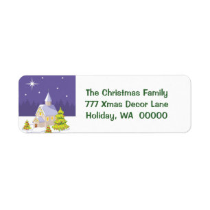 Country Christmas Chapel Return Address Stickers