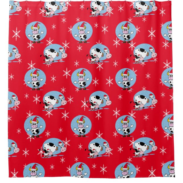 Country Christmas Cows With Santa Hat (Front)