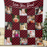 Country Christmas Custom Red Plaid Photo Collage Fleece Blanket<br><div class="desc">Love You Dad! Celebrate your dad, mom or grandparents and give a special gift with this custom photo collage red buffalo plaid blanket. This unique photo collage blanket is the perfect gift for Christmas or family holiday. Text : "Love You Dad" can be personalized for family, mom, dad, grandma, grandpa,...</div>