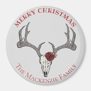 Country Christmas Deer Head Reindeer Skull Antlers Magnet